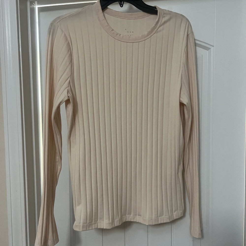 A New Day Cream Ribbed Sweatshirt